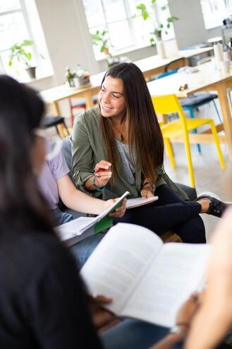 Students in their study group discussing